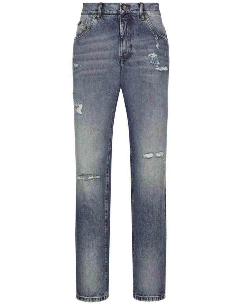 Dolce & Gabbana Distressed-Jeans mit lockerem Schnitt - Blau Blau
