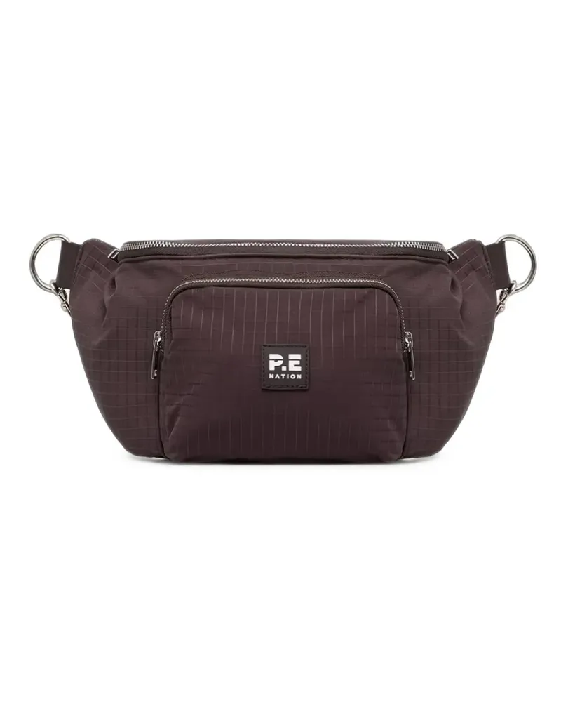 P.E. NATION grid-pattern logo-patch belt bag - Braun Braun