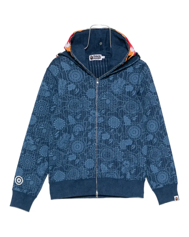 BAPE Shark floral-print hoodie - Blau Blau