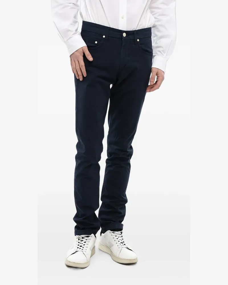 Corneliani suede-patch chino trousers - Blau Blau