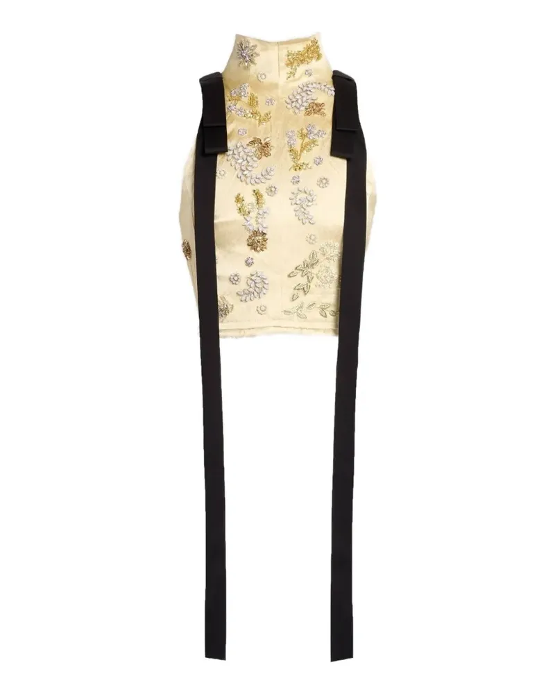 Erdem crystal-embellished bow-detail top - Gelb Gelb