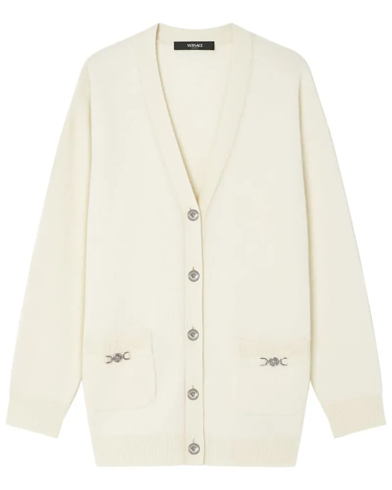 Versace Oversized-Cardigan mit V-Ausschnitt - Weiß Weiß