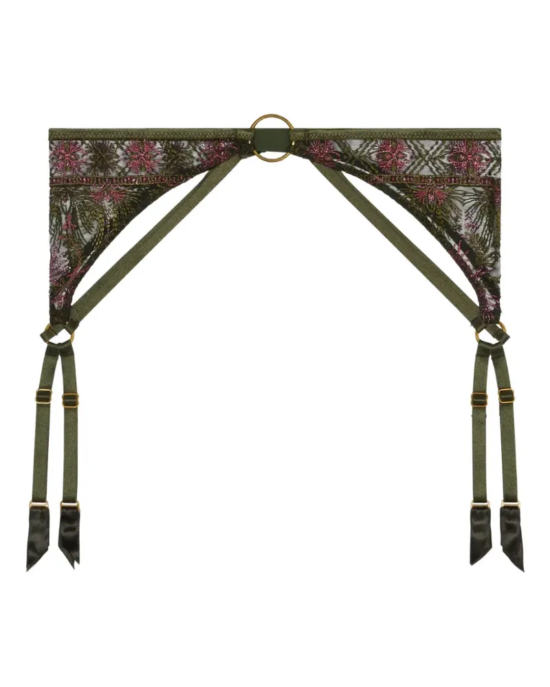 Aubade Sound of Heart Strumpfhalter mit Stickerei - Grün Grün