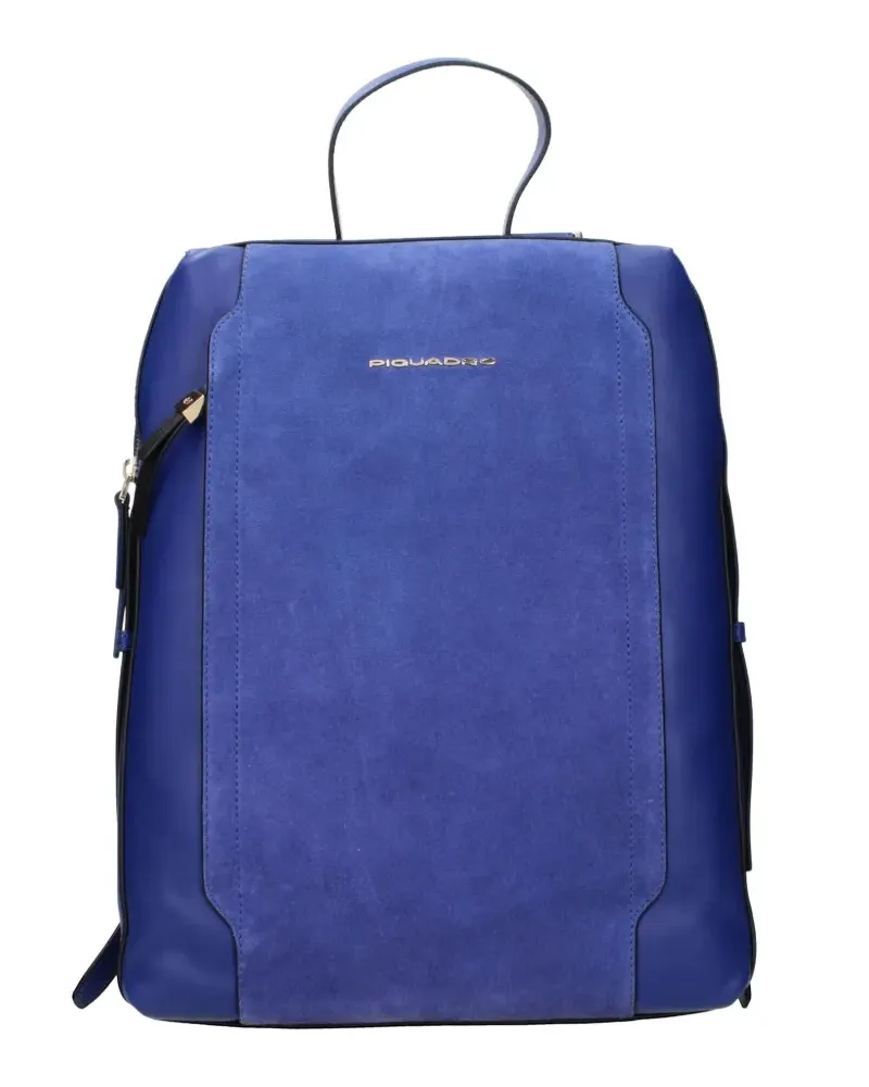 Piquadro leather suede-panelled backpack - Blau Blau