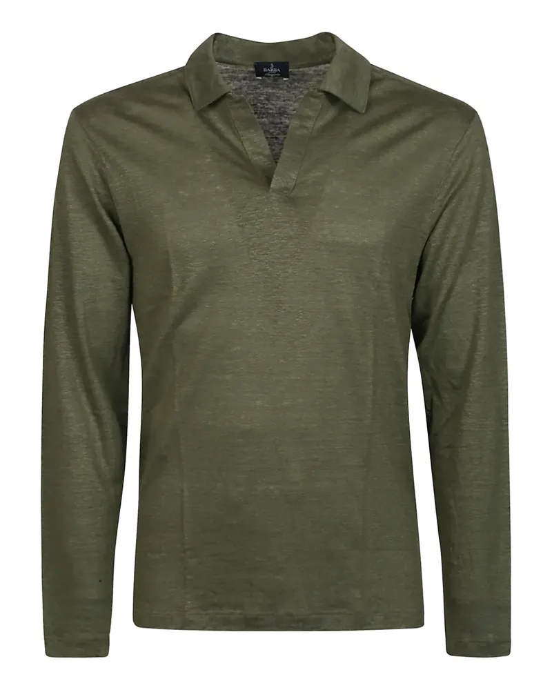 BARBA Langarmshirt mit V-Ausschnitt - Grün Grün