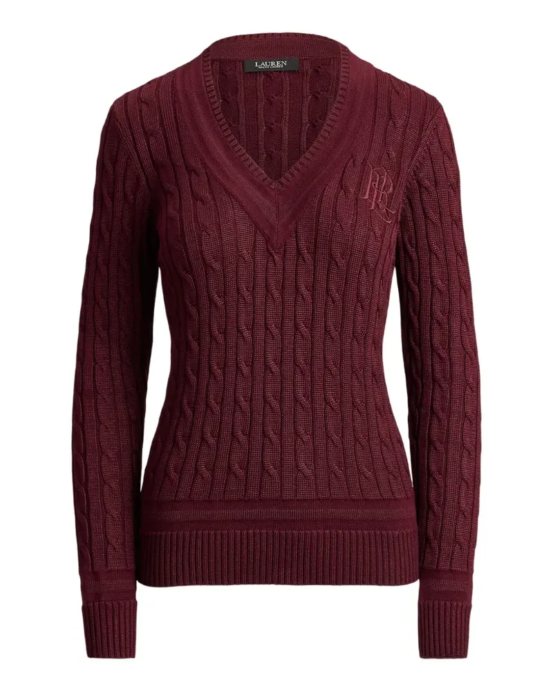 Ralph Lauren Zopfmuster-Pullover mit Monogramm-Stickerei - Rot Rot