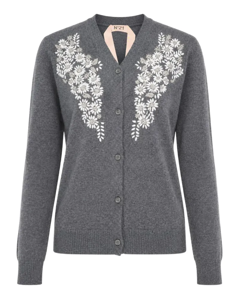 N° 21 floral-embroidered cardigan - Grau Grau