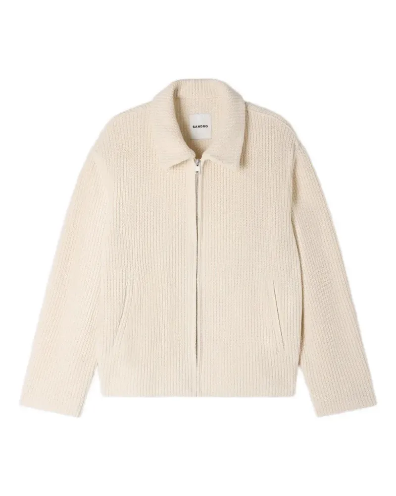 Sandro Reißverschluss-Cardigan mit Poloshirtkragen - Nude Nude