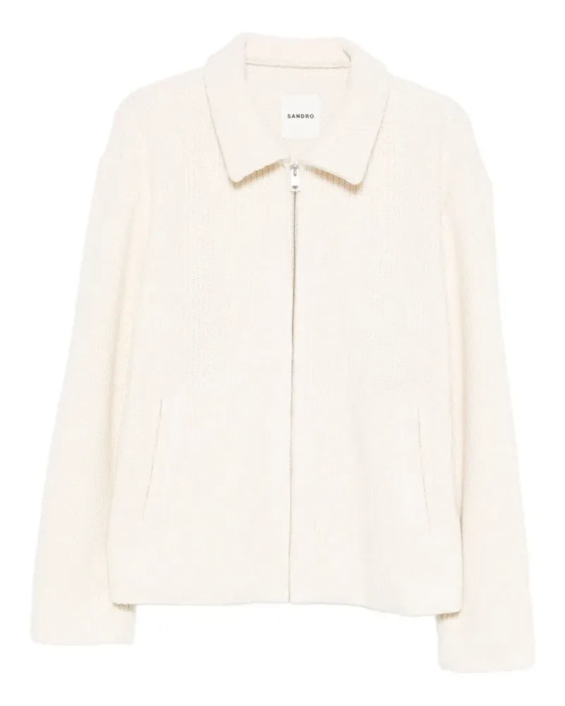 Sandro Reißverschluss-Cardigan mit Poloshirtkragen - Nude Nude