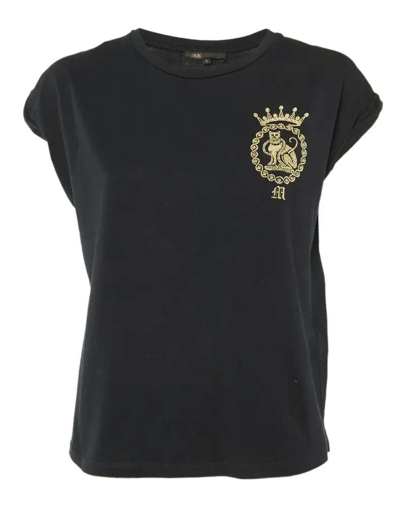 Maje embroidered-detail T-shirt - Schwarz Schwarz