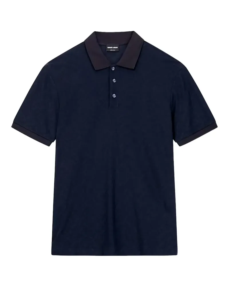 Giorgio Armani geometric-patterned short-sleeved polo shirt - Blau Blau