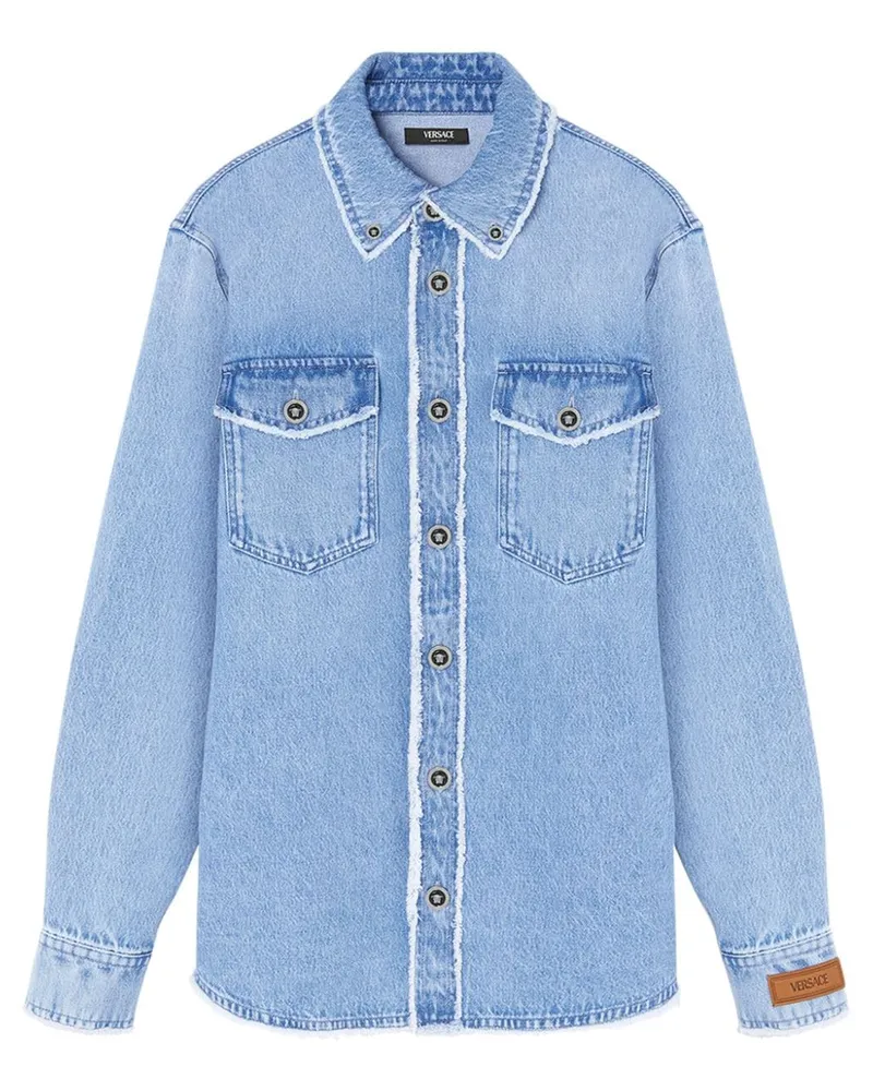 Versace Ausgefranste Jeans-Hemdjacke - Blau Blau