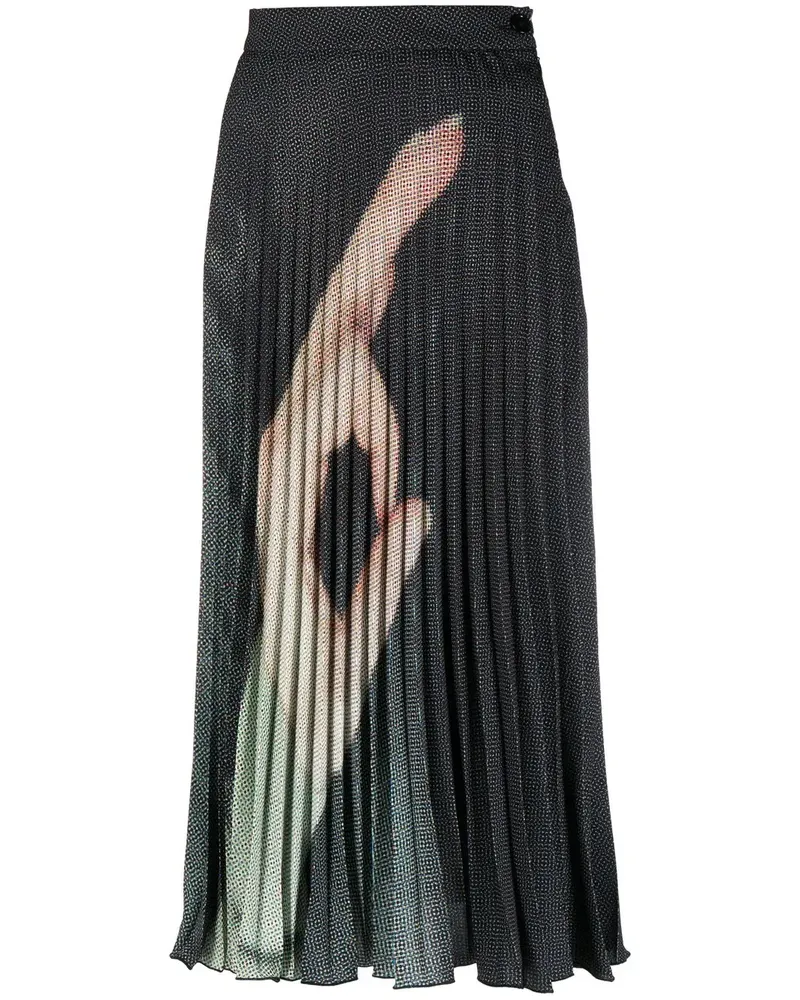 Maison Margiela Faltenrock mit hohem Bund - Schwarz Schwarz