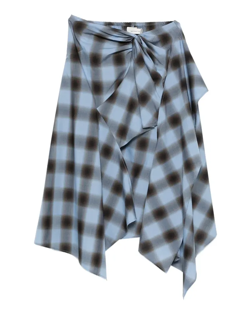 Feng Chen Wang plaid-pattern midi skirt - Blau Blau