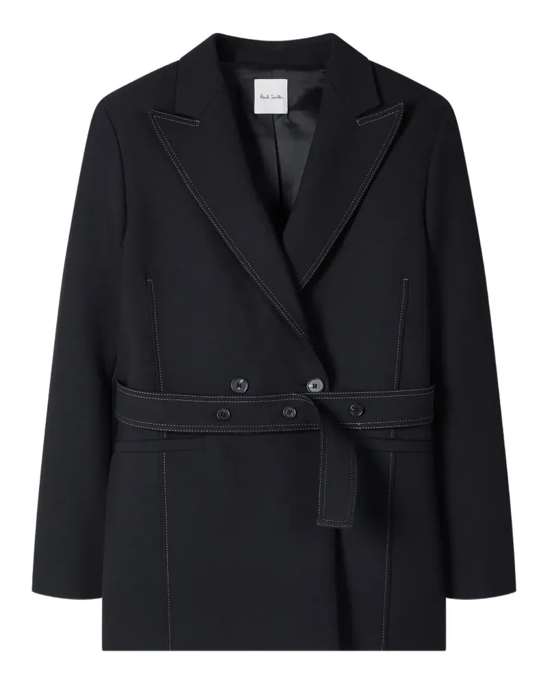 Paul Smith Jacke mit Gürtel und Kontrastnähten - Schwarz Schwarz