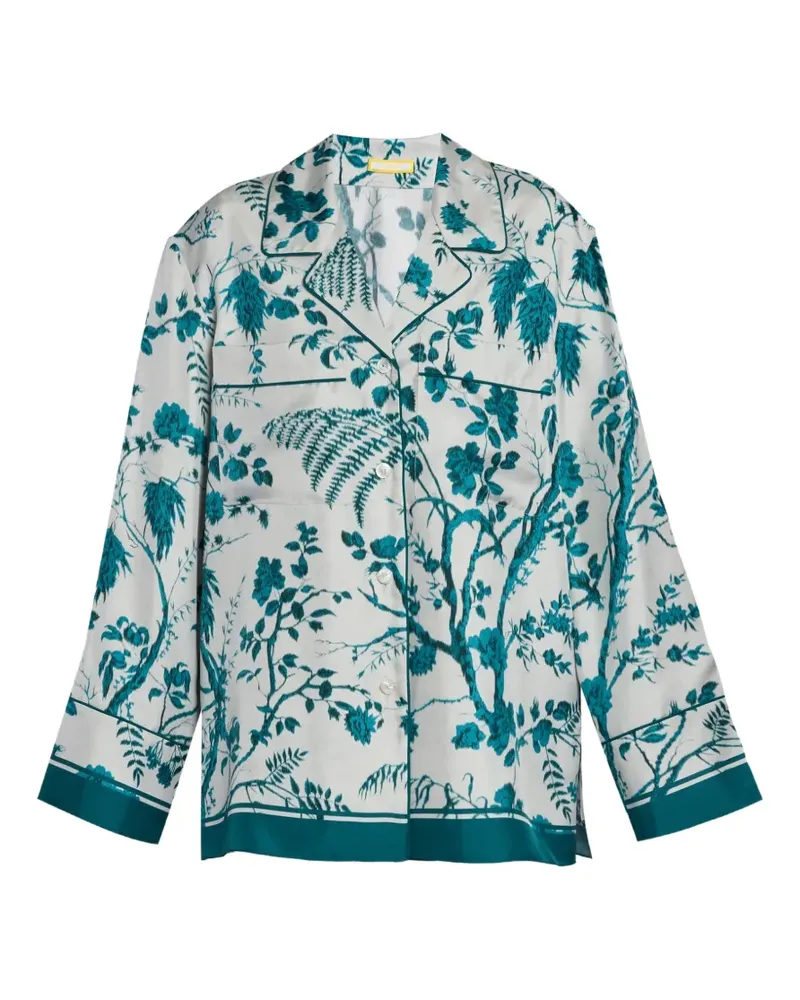 Erdem botanical-print pajama shirt - Weiß Weiß