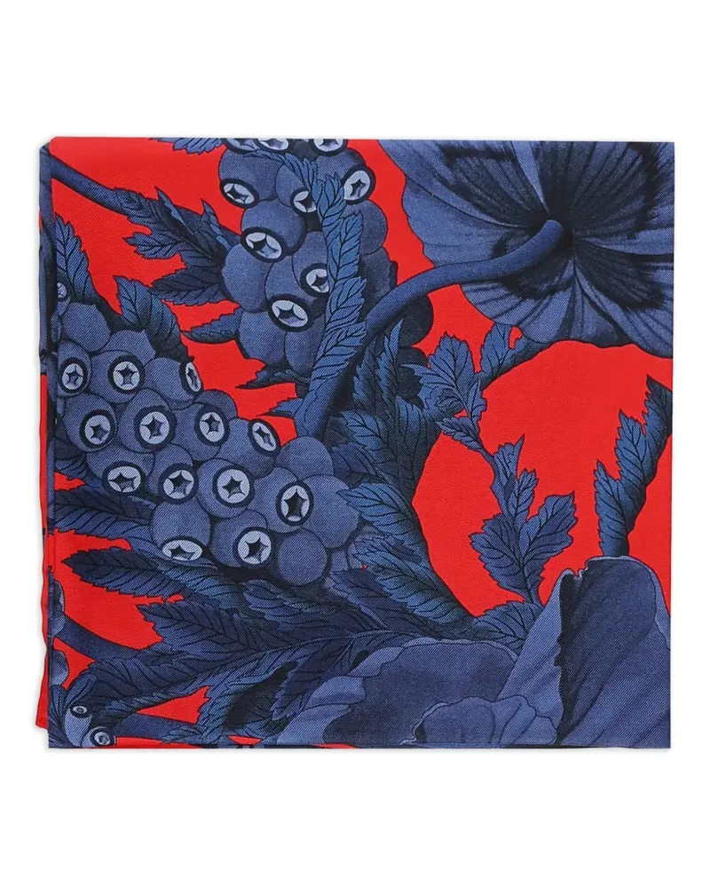 Ferragamo Seidenschal mit Blumen-Print - Rot Rot
