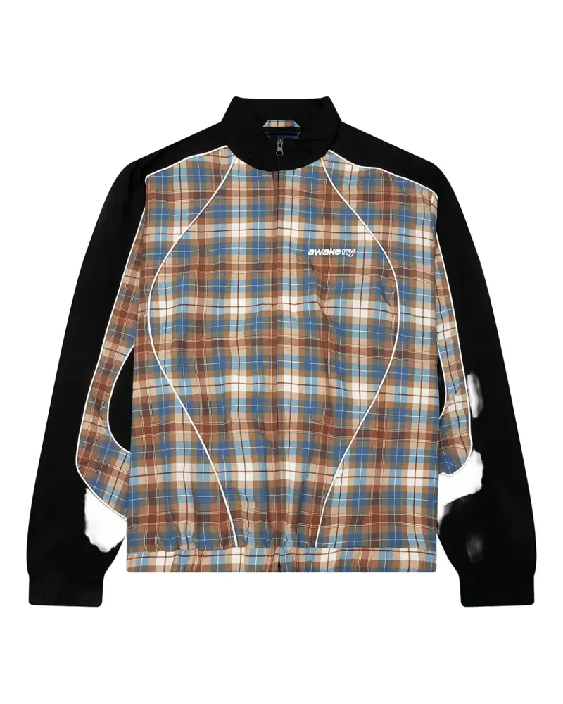 AWAKE NY LES plaid-pattern panelled track jacket - Schwarz Schwarz