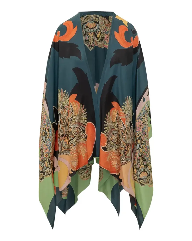 Etro paisley-print draped poncho - Blau Blau