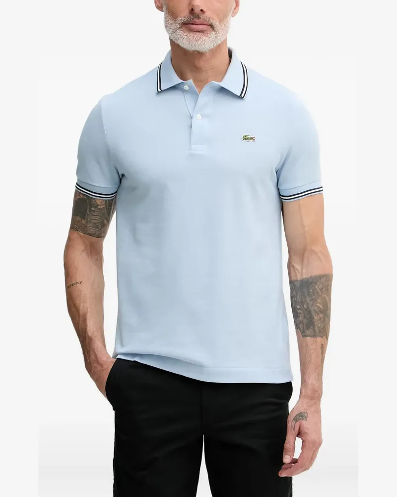 Lacoste L.12.12 striped-trim logo-patch polo shirt - Blau Blau
