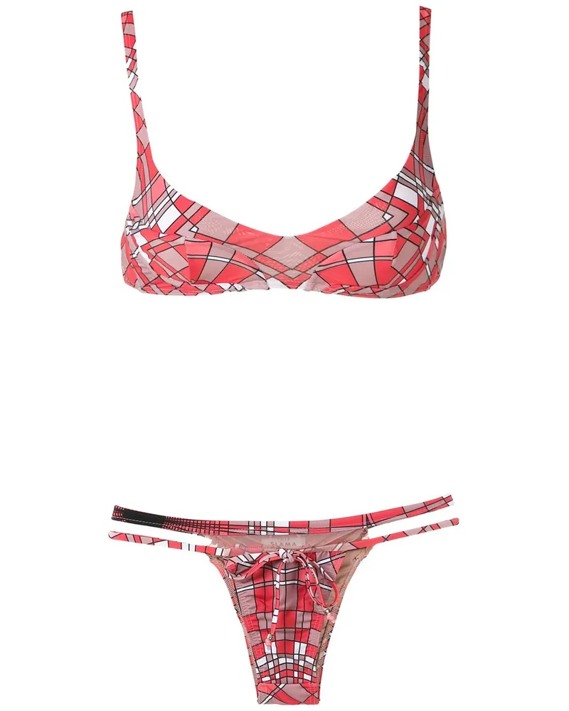 Amir Slama Bikini mit geometrischem Print - Rot Rot