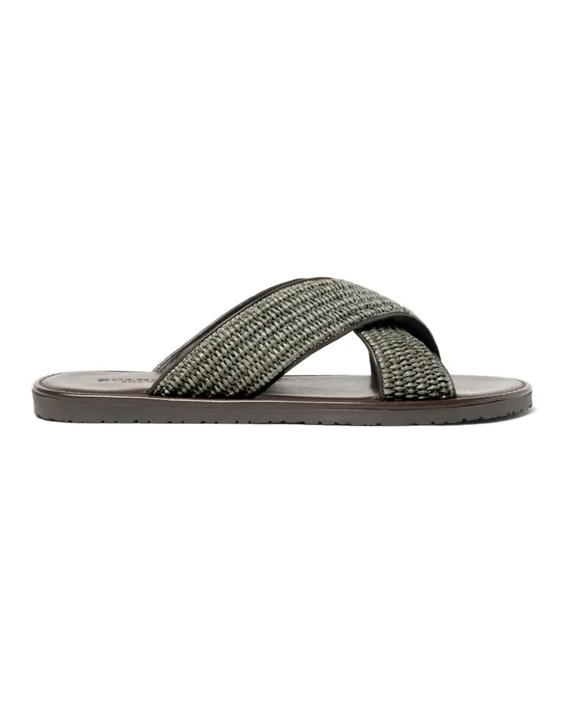 Scarosso Ettore crossover-strap raffia sandals - Grün Grün