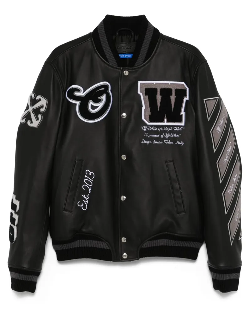 OFF-WHITE Full Leather Bomberjacke - Schwarz Schwarz