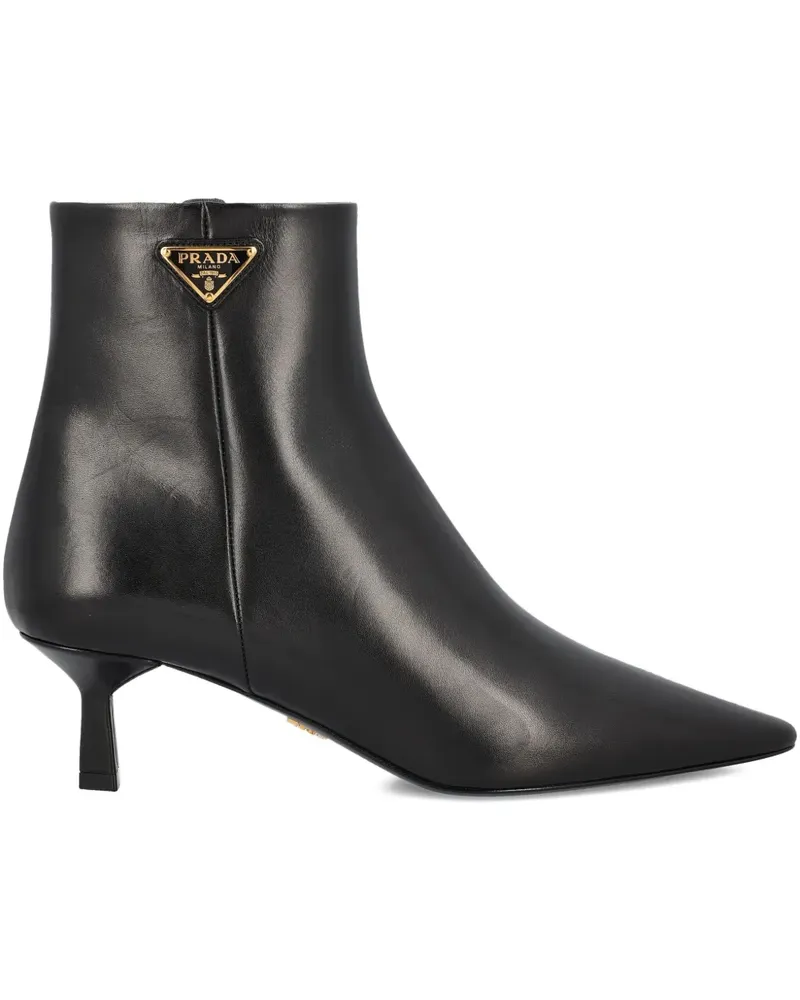 Prada triangle-logo pointed-toe boots - Schwarz Schwarz