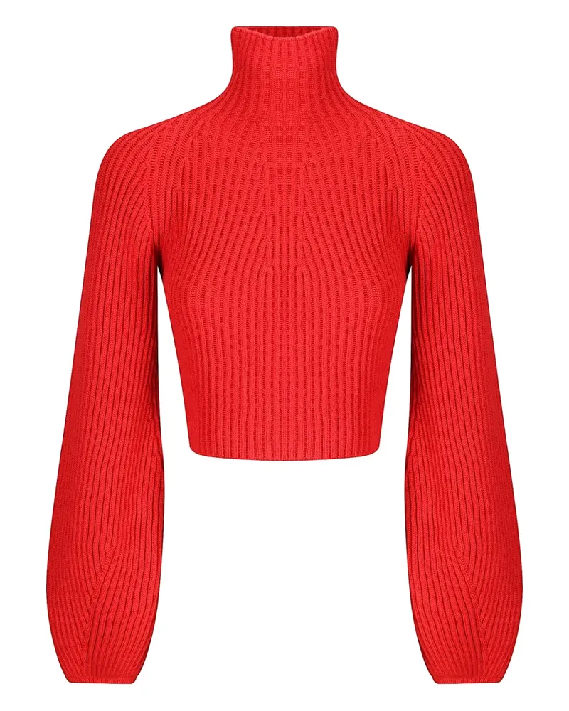 SPORTMAX Gerippter Strickpullover - Rot Rot