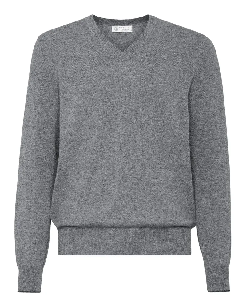 Brunello Cucinelli Kaschmirpullover mit V-Ausschnitt - Grau Grau