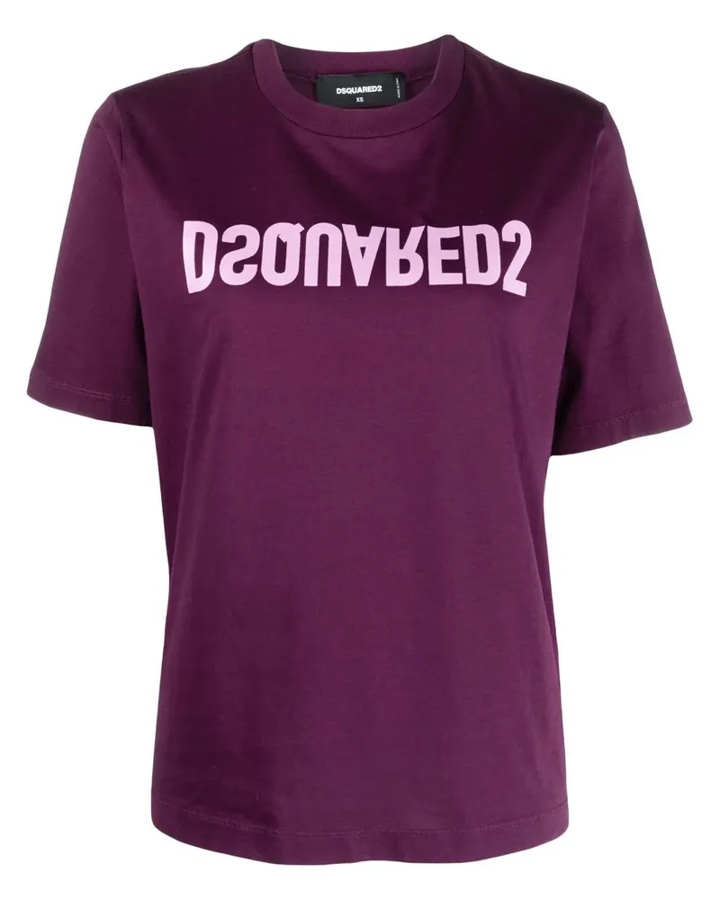 Dsquared2 T-Shirt mit Logo-Print - Violett Violett