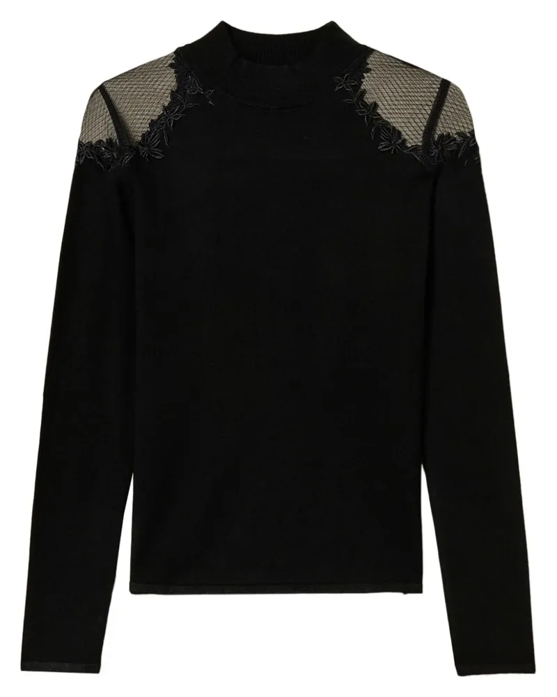 Twin-Set Rollkragenpullover mit Stickerei - Schwarz Schwarz