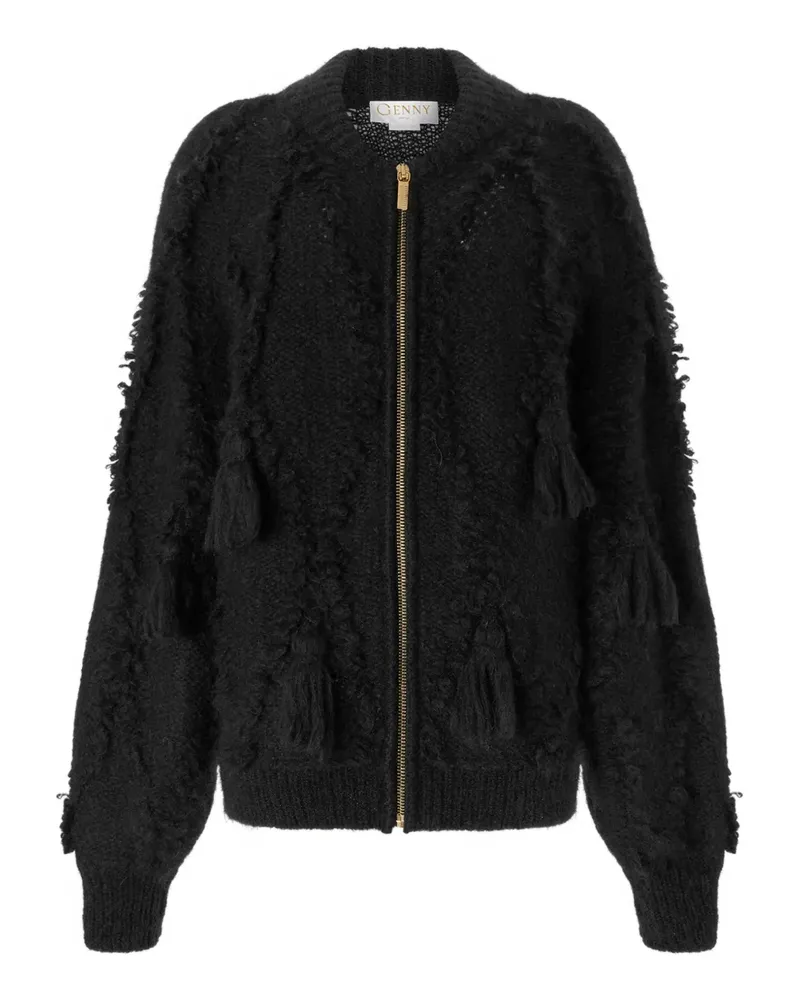 Genny Reißverschluss-Cardigan mit Quasten - Schwarz Schwarz