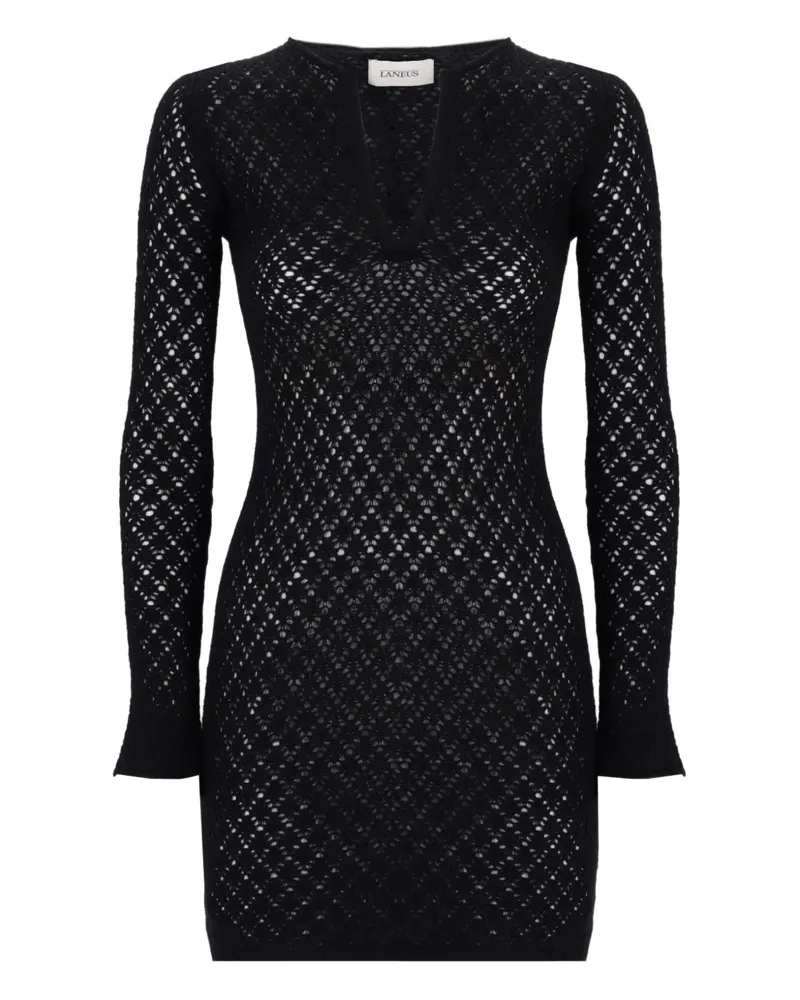 Laneus Kleid mit V-Ausschnitt - Schwarz Schwarz
