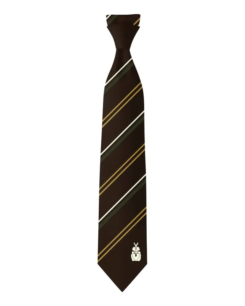 Henrik Vibskov Chicken diagonal-stripe embroidered tie - Braun Braun