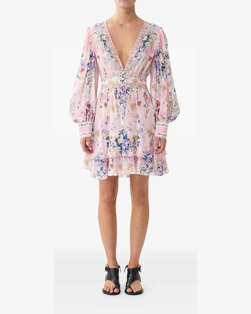 Camilla button frill floral midi dress - Rosa Rosa