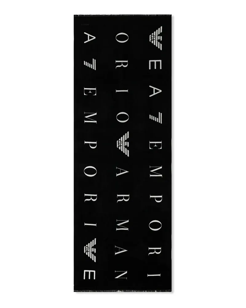 EA7 Schal mit Logo-Print - Schwarz Schwarz