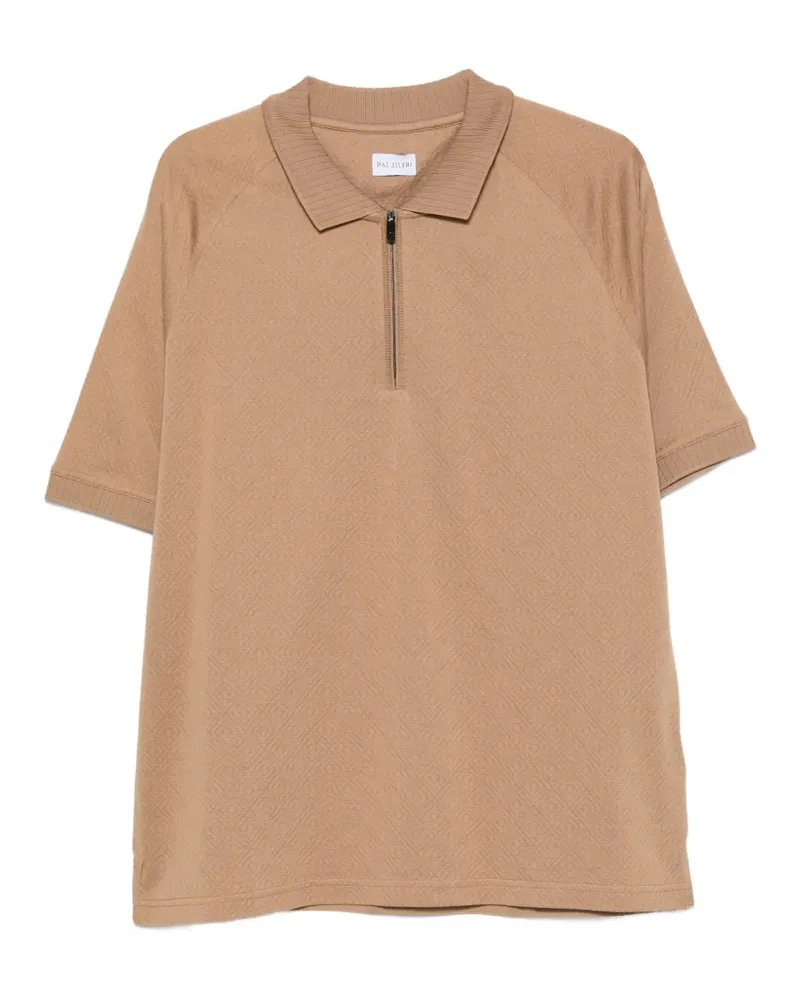 Pal Zileri Geometrisch gemustertes Poloshirt mit Reißverschluss - Nude Nude