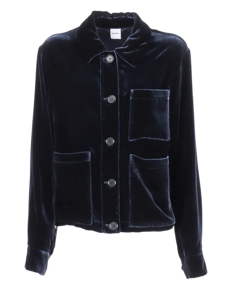 ASPESI Samtjacke mit aufgesetzten Taschen - Blau Blau