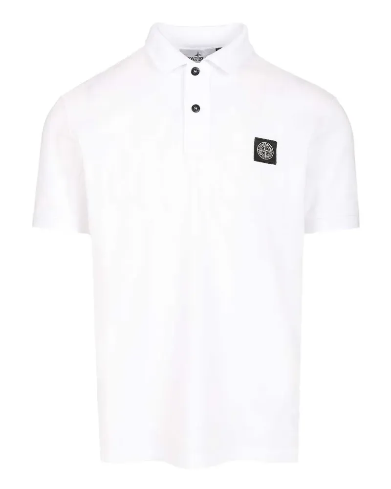 Stone Island button logo polo shirt - Weiß Weiß