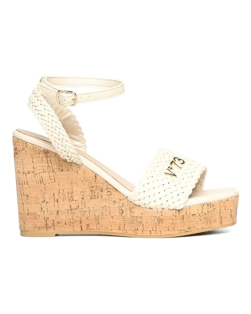 V°73 Kork-Wedge-Sandalen mit gewebtem Riemen - Weiß Weiß