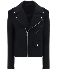 Balmain Bikerjacke aus Wollfilz Schwarz