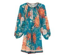 Fletcher Minikleid mit Blumen-Print - Blau