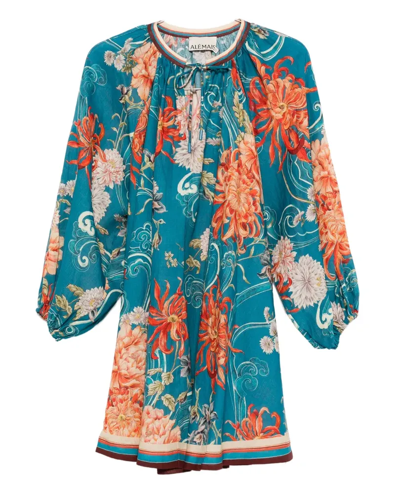 ALEMAIS Fletcher Minikleid mit Blumen-Print - Blau Blau