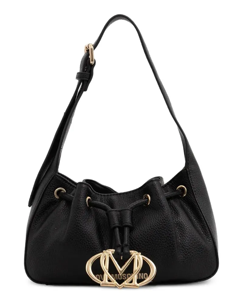 Moschino Schultertasche mit Logo-Schild - Schwarz Schwarz