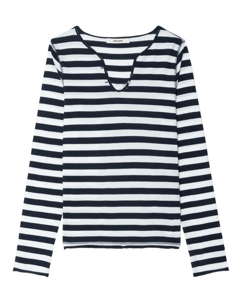 Zadig & Voltaire Gestreiftes Langarmshirt mit Verzierung - Weiß Weiß