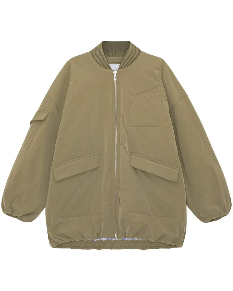 Ganni Oversized-Bomberjacke mit Taschen - Grün Grün