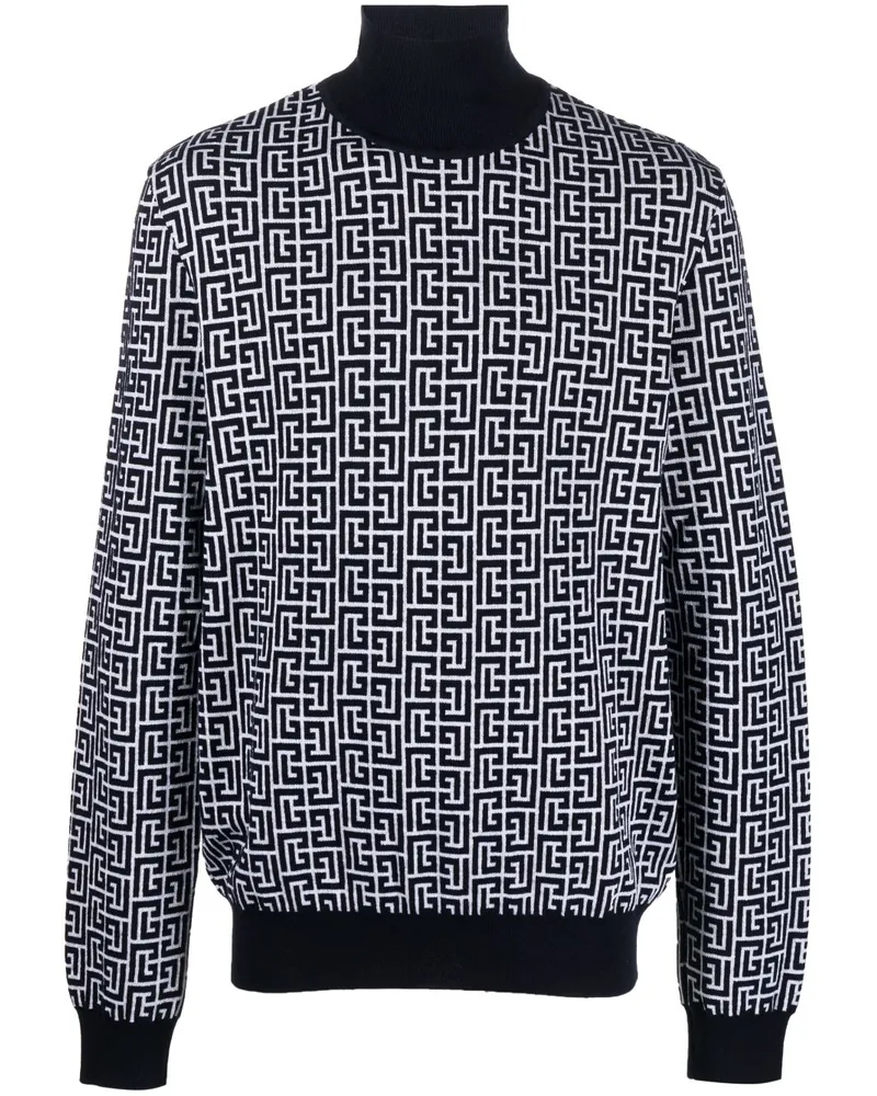 Balmain Rollkragenpullover mit Monogramm - Blau Blau