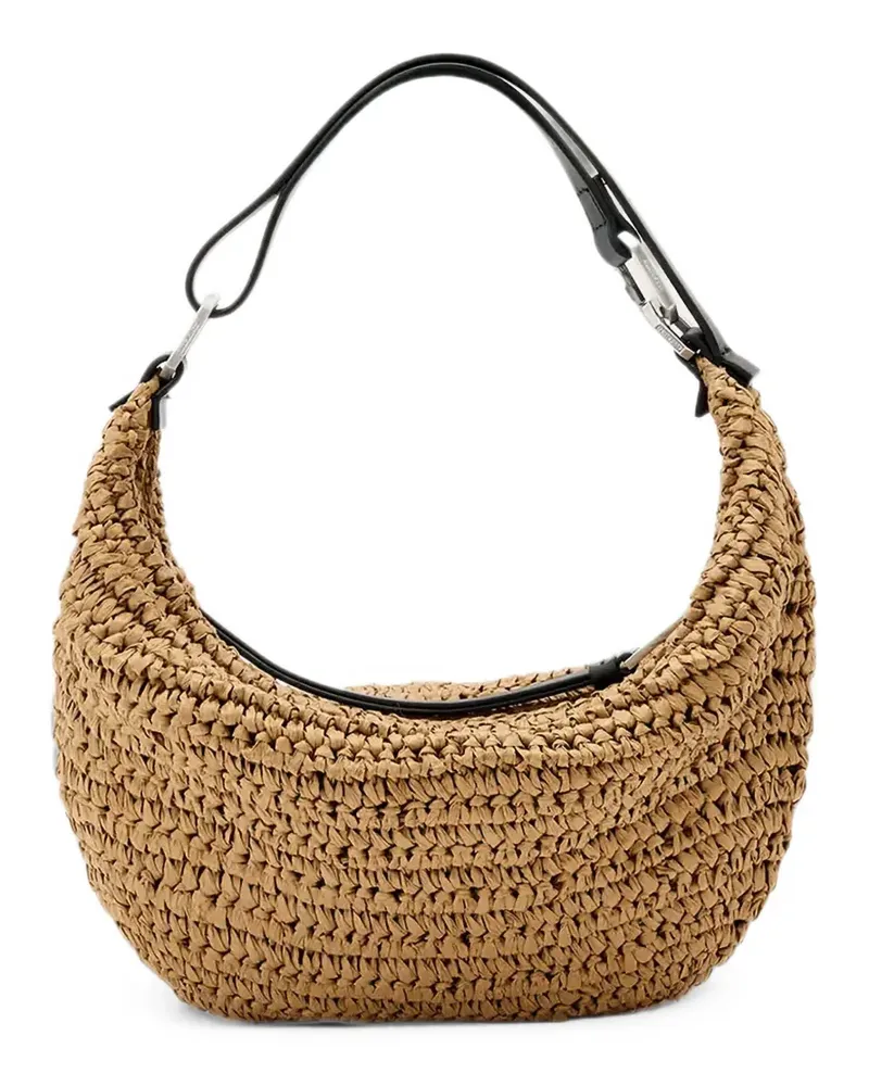 AllSaints micro Luna woven-design crescent shoulder bag - Braun Braun