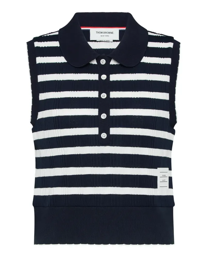 Thom Browne Gestreiftes Poloshirt - Blau Blau